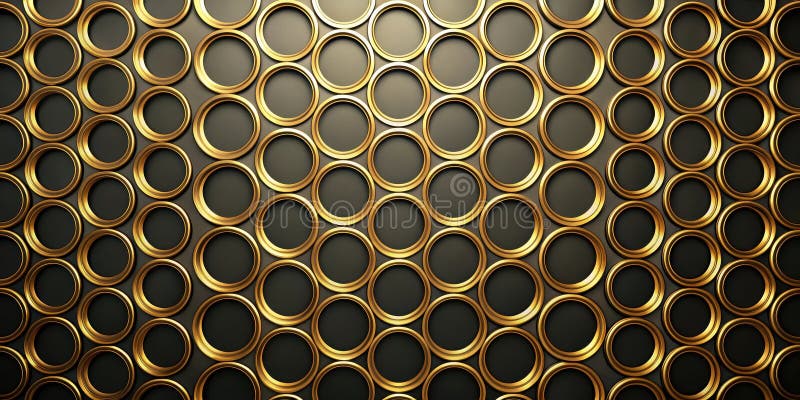 Abstract gold circular pattern on dark background elegant geometric design for modern decor and luxury branding. Generative AI stock illustration