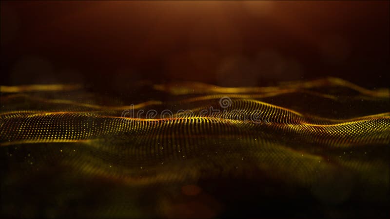 Abstract Gold Color Digital Particles stock illustration