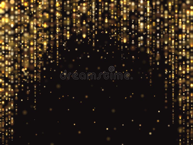 Abstract gold glitter lights vector background with falling sparkle dust. Luxury rich texture stock illustration