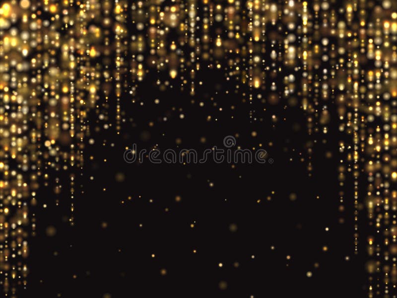 Abstract gold glitter lights vector background with falling sparkle dust. Luxury rich texture