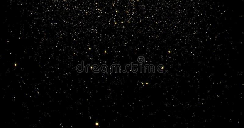 Abstract gold particles and sparkling stars or shimmering light effect background. Light flare shine or glare overlay effect for l
