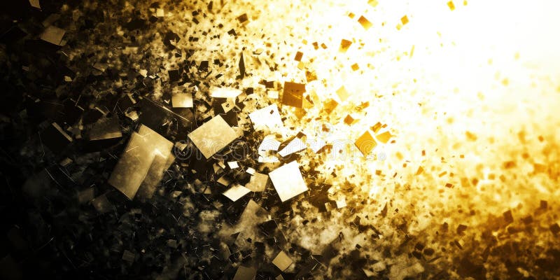 Abstract Gold Shattered CubExplosion Background Design art mörkrik brunfärgad stil royaltyfri illustrationer