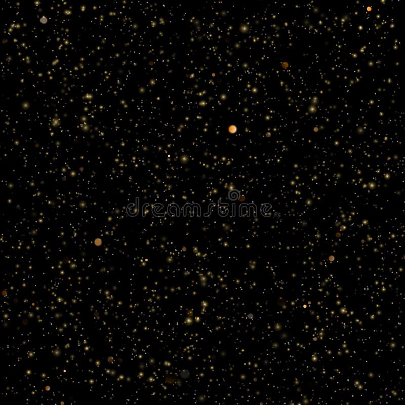 Abstract gold sparkle shine light confetti bokeh on glittering black background. Luxury shimmer texture template. EPS 10