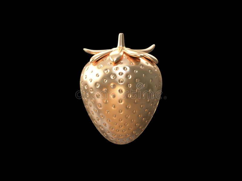 Abstract Gold Strawberry with Black Background 3d Render Stock Illustration  - Illustration of nature, metallic: 144551309