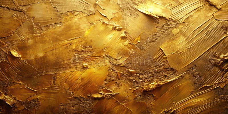 Abstract gold texture rich, metallic, brushstrokes and impasto. Generative AI royalty free illustration