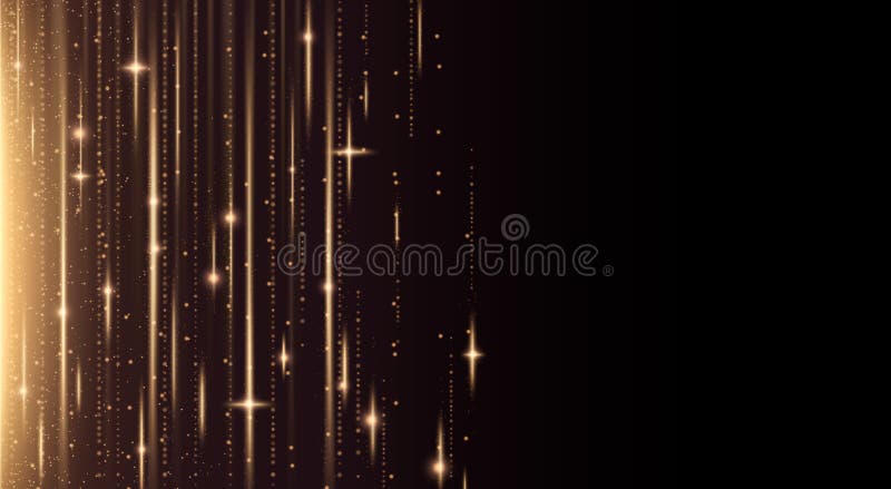 Abstract gold vertical flare line with glow effect stock illustration