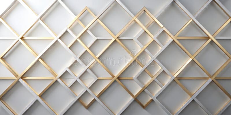 Abstract gold and white geometric wall panel design. Generative AI vector illustration