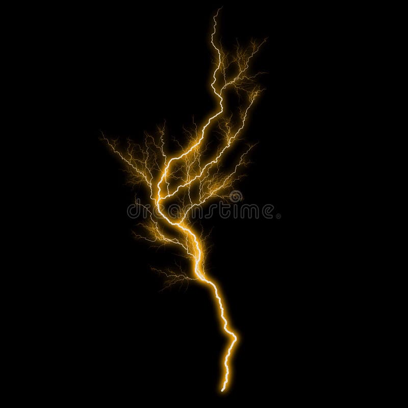 Abstract Gold Yellow Lighting Natural Thunder Realistic Magic Overlay