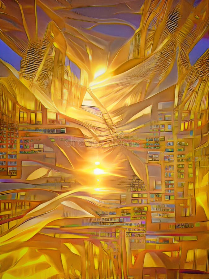 Abstract Golden City Fabric Stock Illustration Illustration of