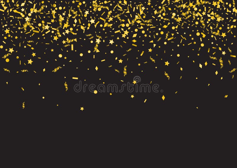 Abstract Golden Confetti Background. Isolated on the Black Stock ...