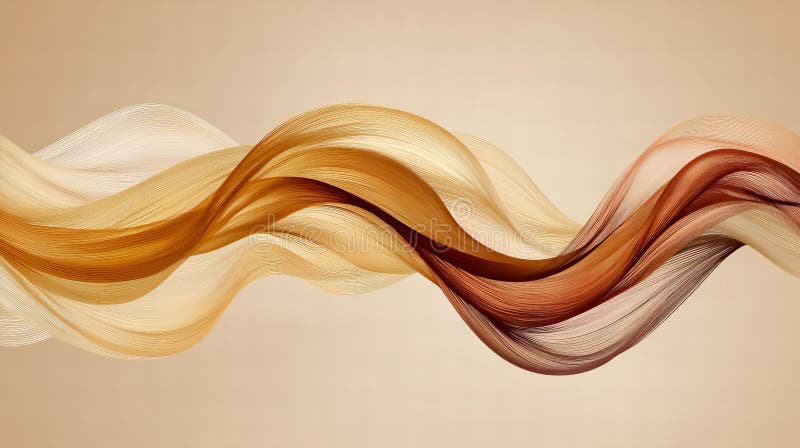Abstract Golden Flowing Lines on Creamy Beige Background with Textured Wave vektor illustrationer