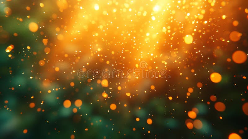 Abstract golden and green bokeh lights stock illustration