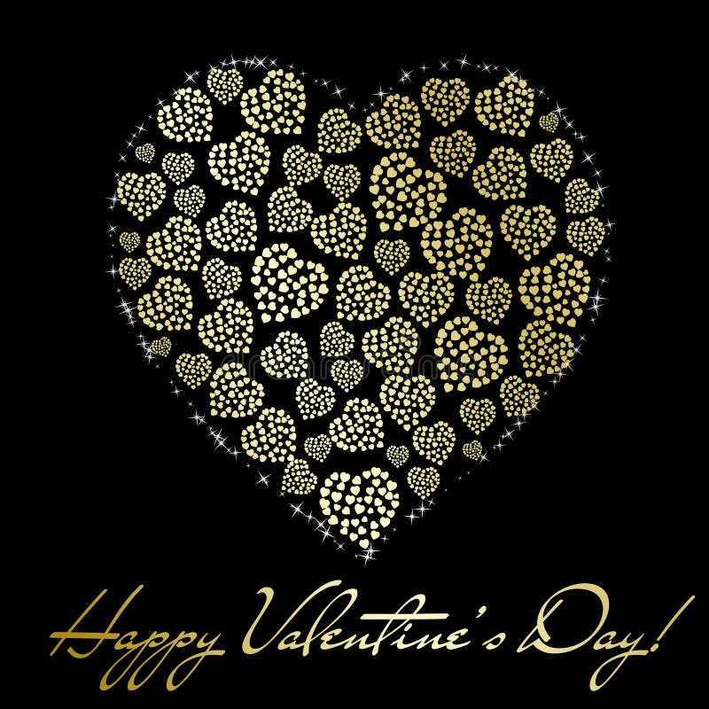 Abstract golden heart. Valentine s day greet