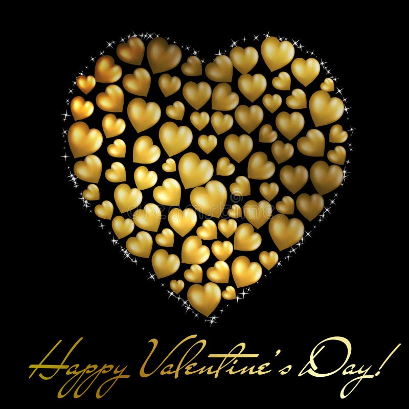 Abstract golden heart Valentine s day postc