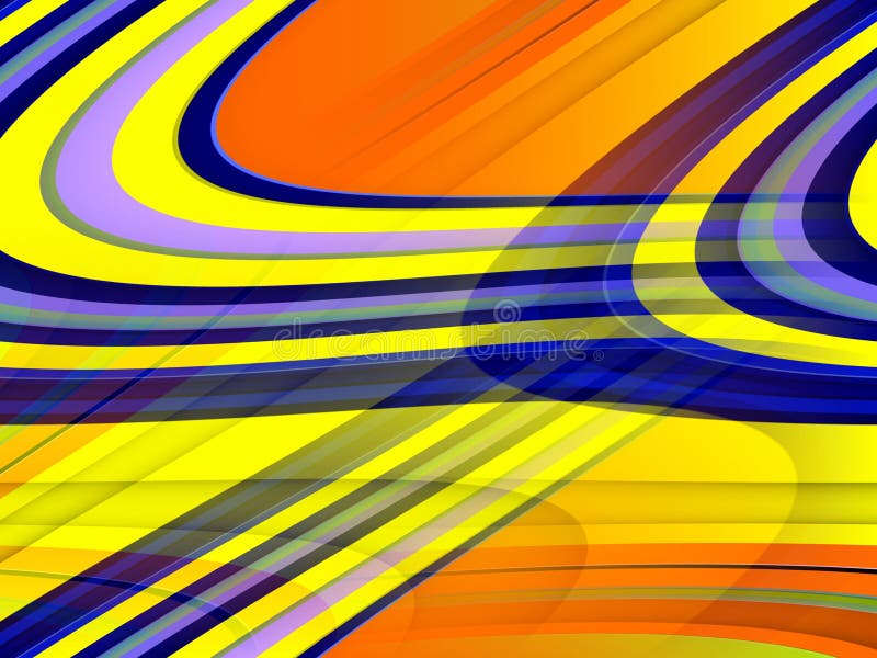 Gold yellow orange blue fluid lines background, abstract colorful geometries