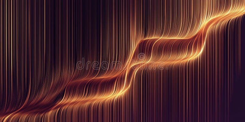 Abstract golden waves with smooth lines creating a dynamic and luminous effect. A mesmerizing abstract design featuring smooth, flowing lines in golden hues against a dark background. AI generated