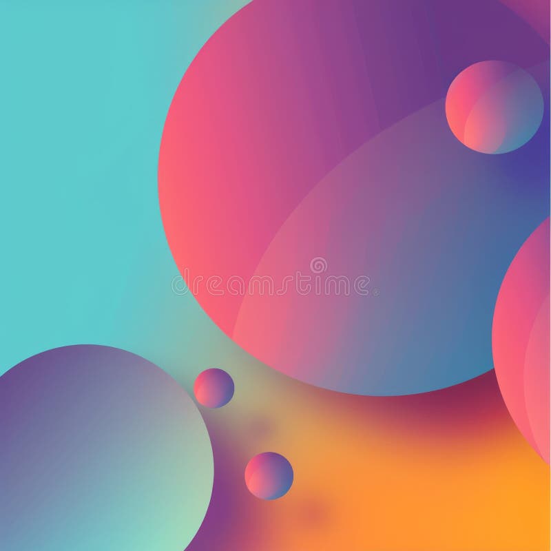 Abstract Gradient Background with Colorful Overlapping Spheres in a Modern Geometric Design stock illustration