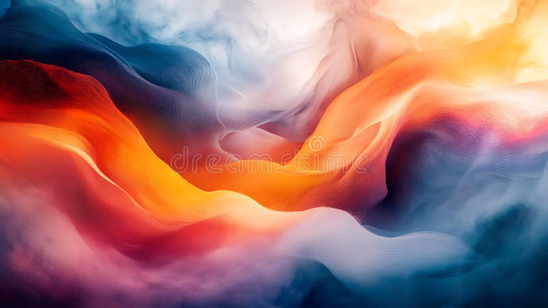 Abstract gradient background with dynamic flowing waves in warm orange and cool blue tones royalty free illustration
