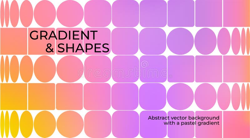 Abstract Gradient Background with Geometric Shape Pattern. Vector Poster Design with Squares and Ovals stock illustration