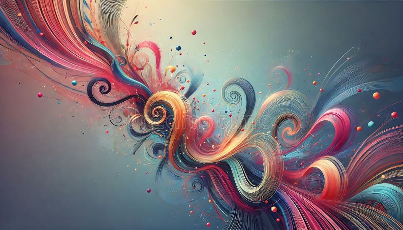 Abstract gradient background with swirling trails of colorful confetti for dynamic and energetic design. royalty free stock photography