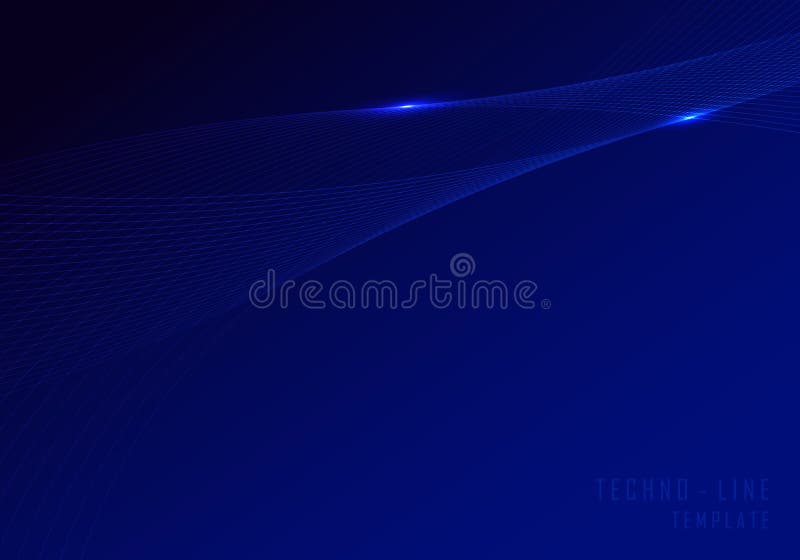 Abstract gradient blue lines futuristic of technology template. Well organized object with glitters background. stock illustration