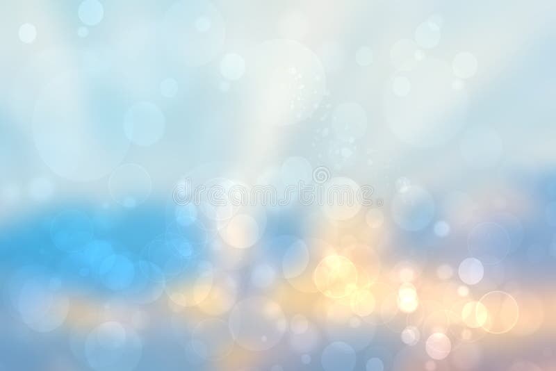 Abstract gradient of light blue yellow pastel background texture with glowing circular bokeh lights. Beautiful colorful spring or stock illustration