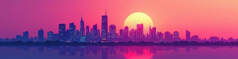 Abstract gradient skyline, stylized corporate buildings, skyline, buildings vector illustration