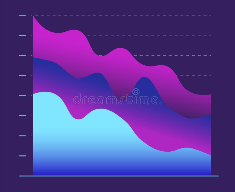 Abstract graph color line moving down. concept of collapse and fall. royalty free illustration