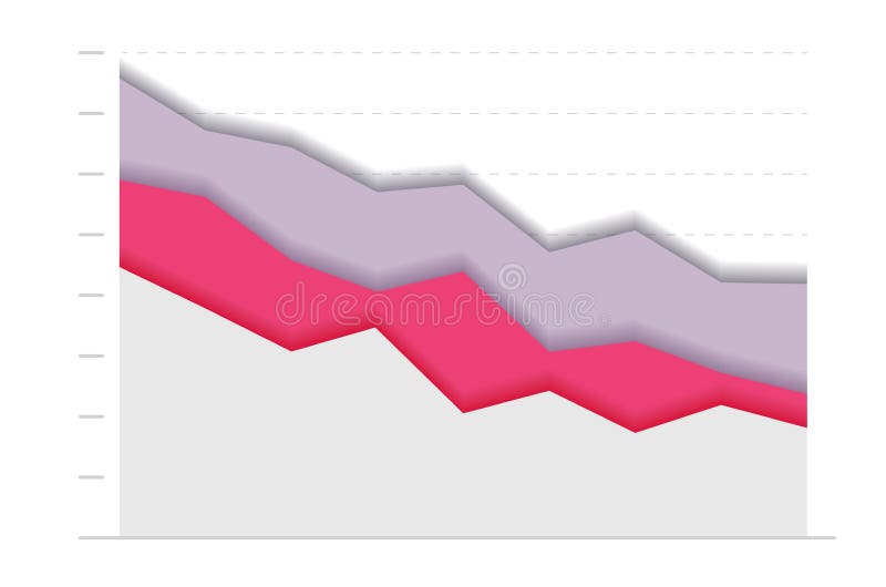 Abstract graph color line moving down. concept of collapse and fall. Modern design royalty free illustration