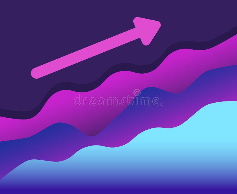 Abstract graph color line moving up and arrows. concept of business growth stock illustration