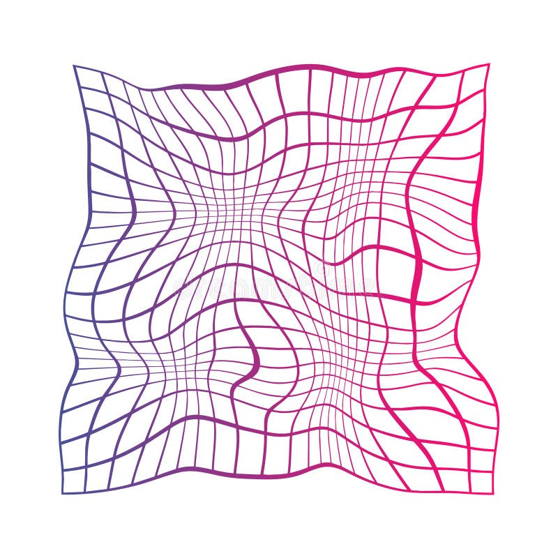 Abstract graph shape with pink and blue gradient lines. Dynamic and distorted wavy lines wire frame vector illustration vector illustration