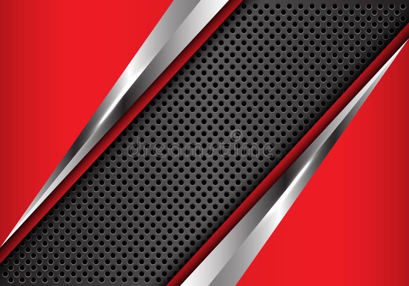 Abstract gray circle mesh in red silver triangle design modern futuristic background vector royalty free illustration