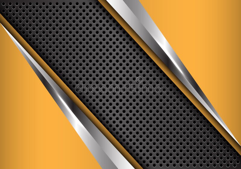 Abstract gray circle mesh in yellow silver triangle design modern futuristic background vector royalty free illustration