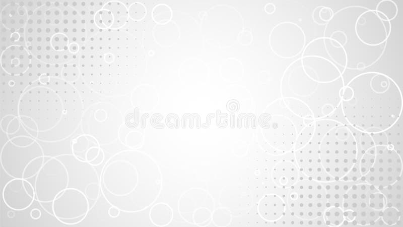 Abstract gray white background. White Circle pattern on gradient backdrop. Halftone pattern. Outline Circles. Blank geometric