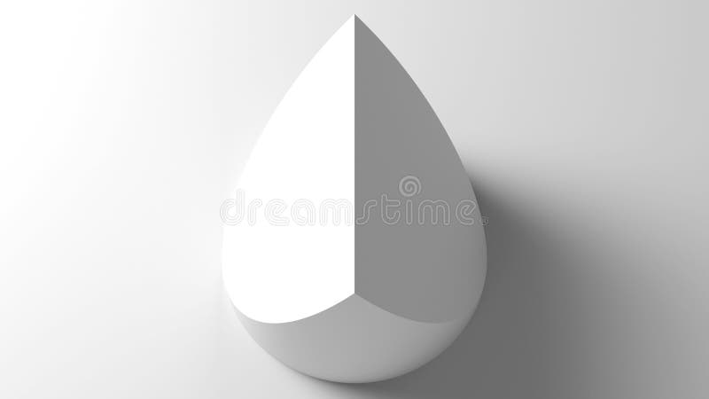 Abstract grayscale image featuring a single, smooth abstract teardrop, 3d render vector illustration