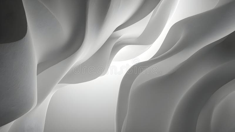 Abstract Grayscale Image Of Flowing Fabric Forms With Textured Surfaces and High Contrast Lighting royalty free illustration