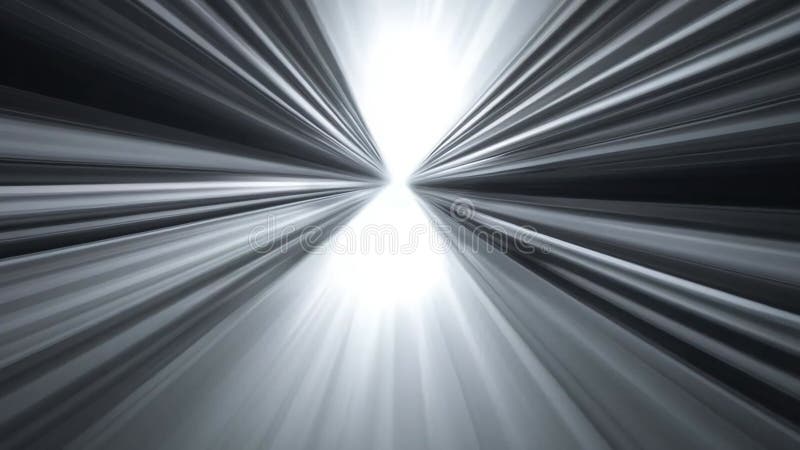 Abstract grayscale image with motion blur converging to a bright center stock illustration