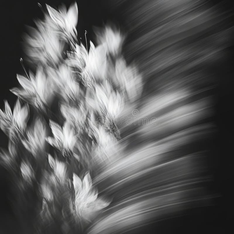 Abstract Grayscale Motion Blur Image with Feather like Shapes royalty free illustration