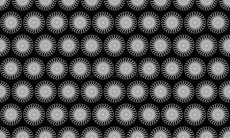Abstract grayscale pattern of swirling circles on black background. Elegant, hypnotic design perfect for website backgrounds vector illustration