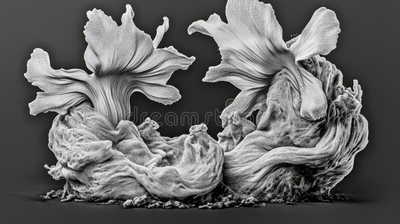 Abstract Grayscale Sculpture Intertwined Organic Forms royalty free illustration