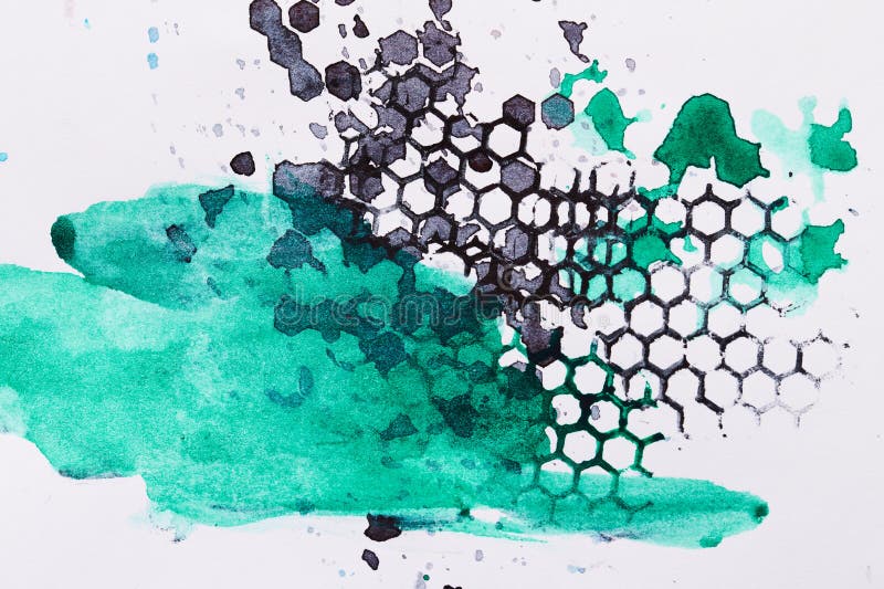 Abstract background, Multicolor paint blots and stains on white paper stock illustration