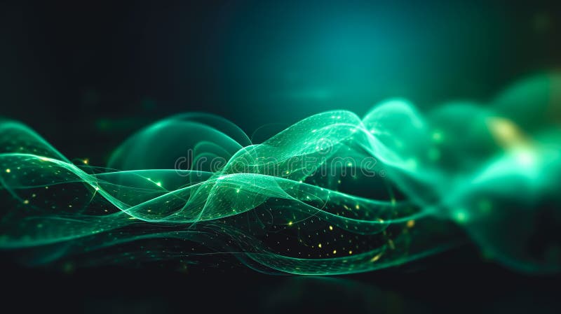 Abstract green background with soft lines, generative AI. royalty free illustration