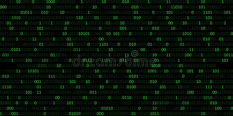 Abstract green binary code background with 0,1 digit in dark background. Number light with different opacity, futuristic computer digital illustration