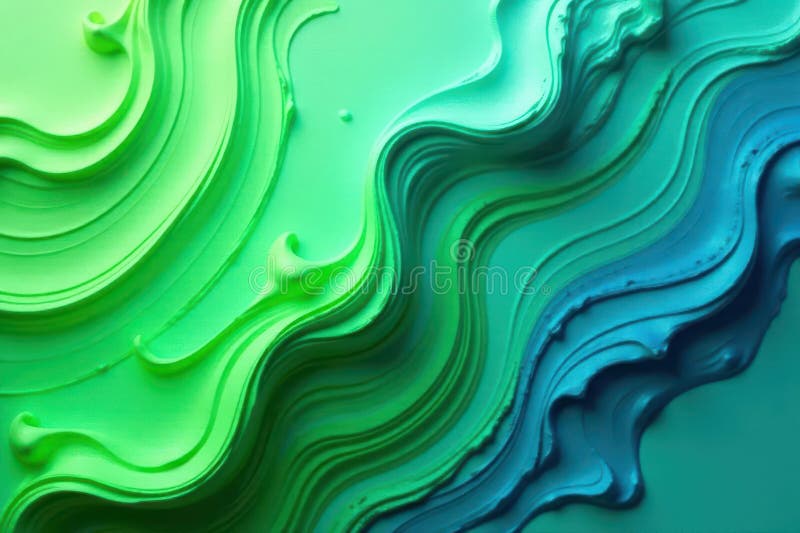 Abstract green and blue swirling paint texture, bright, minimal vector illustration