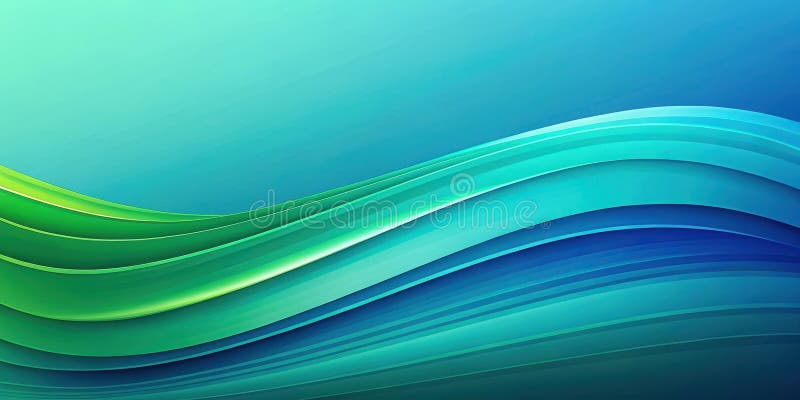 Abstract green and blue wave pattern background design. Generative AI stock illustration