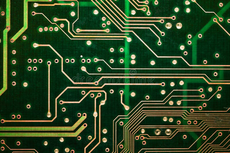 Abstract green circuit board PCB Closeup