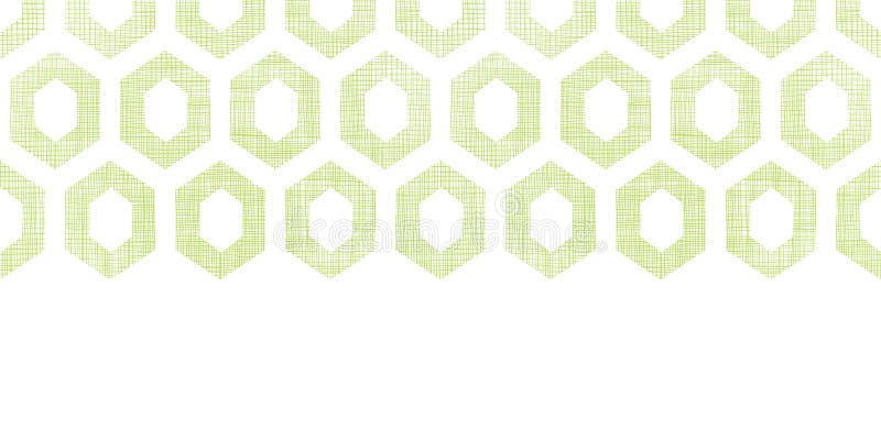 Abstract green fabric textured honeycomb cutout horizontal seamless pattern background vector illustration