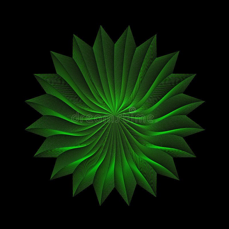 Abstract Green Flower Isolated on Black Stock Illustration Illustration of colorful