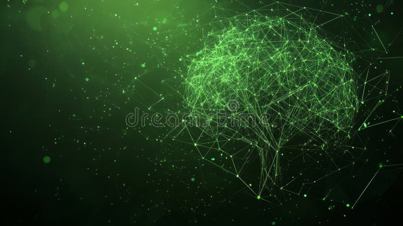 Abstract Green Glowing Brain AI Machine Learning Neural Network Abstract Green Glowing Brain AI Machine Learning Neural Network