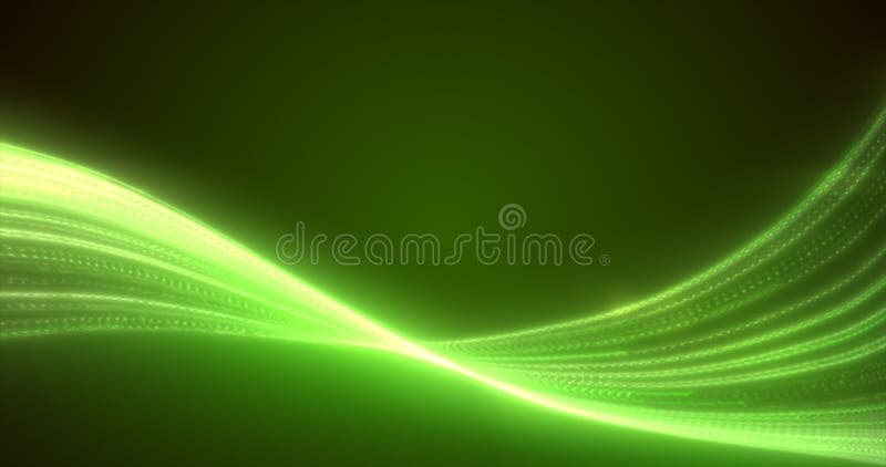Abstract green glowing flying waves from lines energy magical background royalty free illustration